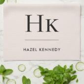 Monogram Classic Simple Eleganush Blush Pink Geschirrtuch (Gefaltet)