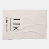 Monogram Classic Simple Eleganush Blush Pink Geschirrtuch (Horizontal)