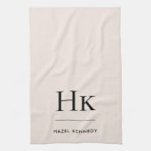 Monogram Classic Simple Eleganush Blush Pink Geschirrtuch (Vertikal)