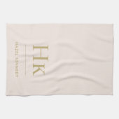 Monogram Classic Simple Eleganush Blush Pink Gold Geschirrtuch (Horizontal)
