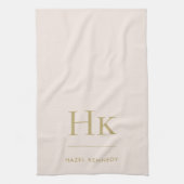 Monogram Classic Simple Eleganush Blush Pink Gold Geschirrtuch (Vertikal)