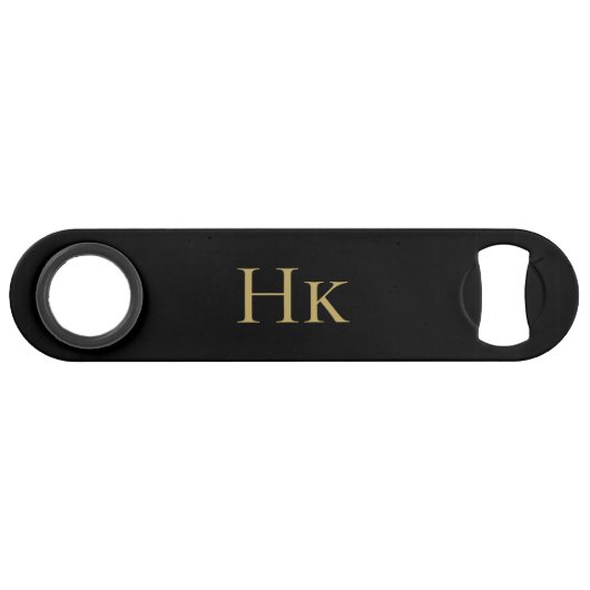 Monogram Classic Simple Modern Black Gold Elegant Speed Flaschenöffner (Vorderseite (Horizontal))