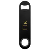Monogram Classic Simple Modern Black Gold Elegant Speed Flaschenöffner (Vorderseite)