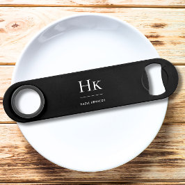 Monogram Classic Simple Modern Black Mit Monogramm Speed Flaschenöffner