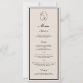 Monogram Classic Wedding Classic Long Menu Card Einladung (Vorderseite)