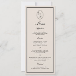 Monogram Classic Wedding Classic Long Menu Card Einladung