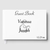 Monogram Classic White Black Wedding Gästebuch (Vorderseite)