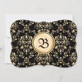 Monogram Classy Elegante Gold Damask Mittelalterli Einladung