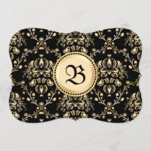 Monogram Classy Elegante Gold Damask Mittelalterli