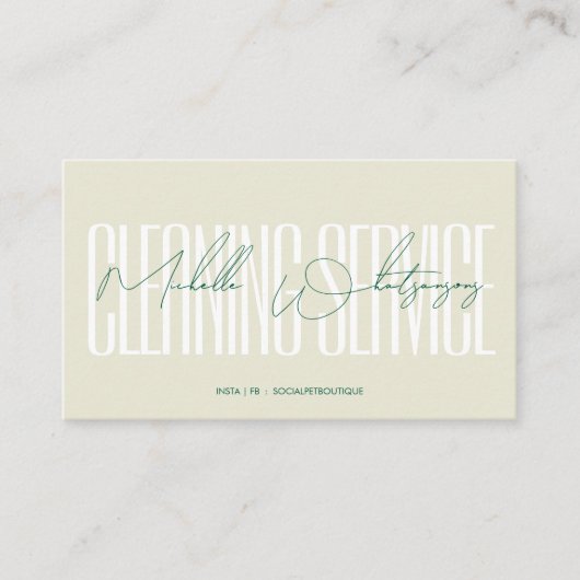 Monogram CLEANING SERVICE modern script Visitenkarte (Vorderseite)