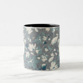 Monogram Clematis Grau Blue Watercolor Blume Zweifarbige Tasse (Mittel)