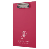 Monogram Clipboard Trend Color Viva Magenta Script Klemmbrett (Links)