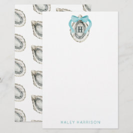 Monogram Coastal Blue Bow Oyster Briefpapier