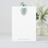 Monogram Coastal Blue Bow Oyster Dankeskarte (Stehend Vorderseite)