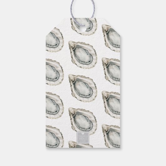 Monogram Coastal Blue Bow Oyster Geschenkanhänger (Rückseite)