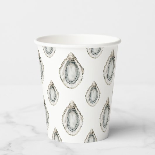 Monogram Coastal Blue Bow Oyster Pappbecher (Rückseite)