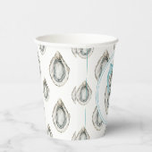 Monogram Coastal Blue Bow Oyster Pappbecher (Rechts)