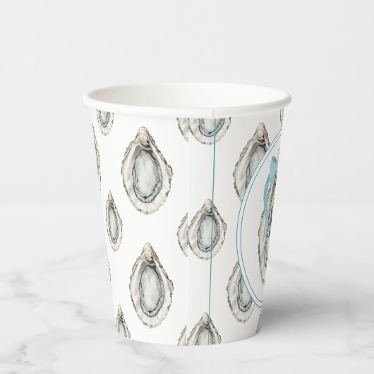 Monogram Coastal Blue Bow Oyster Pappbecher (Rechts)