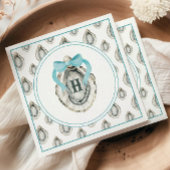 Monogram Coastal Blue Bow Oyster Serviette