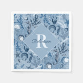 Monogram Coastal Blue Ocean Serviette (Vorderseite)