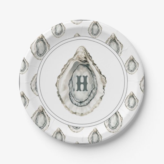 Monogram Coastal Oyster Pappteller (Vorderseite)