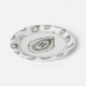 Monogram Coastal Oyster Pappteller (Schrägansicht)