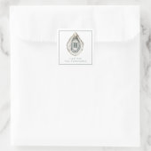 Monogram Coastal Oyster Quadratischer Aufkleber (Tasche)