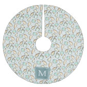 Monogram Coastal Oyster Shell Polyester Weihnachtsbaumdecke (Vorderseite)