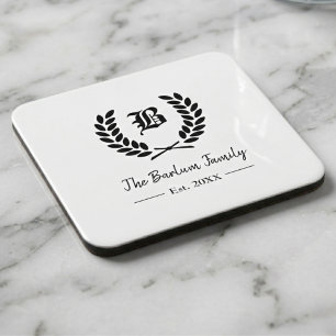 Monogram Coaster für personalisierte Familienname Getränkeuntersetzer