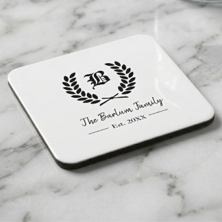 Monogram Coaster für personalisierte Familienname Getränkeuntersetzer