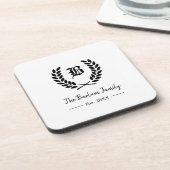 Monogram Coaster für personalisierte Familienname Getränkeuntersetzer (Linke Seite)