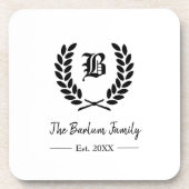 Monogram Coaster für personalisierte Familienname Getränkeuntersetzer (Vorderseite)