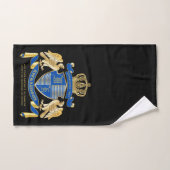 Monogram Coat of Arms Blue Gold Eagle Crown Emblem Badhandtuch Set (Handtuch)