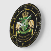 Monogram Coat of Arms Green Gold Eagle Emblem Große Wanduhr (Winkel)