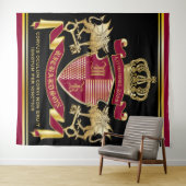 Monogram Coat of Arms Red Gold Dragon Crown Emblem Wandteppich (Beispiel (Horizontal))