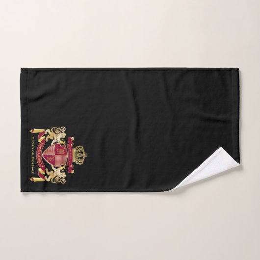 Monogram Coat of Arms Red Gold Lion Crown Emblem Badhandtuch Set (Handtuch)