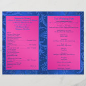 Monogram Cobalt and Fuchsia Damask Wedding Program (Rückseite)