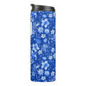 Monogram Cobalt Blue Flowers & Blätter Muster 11oz Thermosbecher (Nach rechts gedreht)