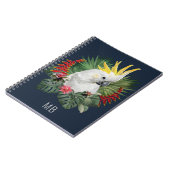 Monogram Cockatoo Bird Tropical Blume Stilvoll Notizblock (Linke Seite)
