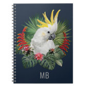 Monogram Cockatoo Bird Tropical Blume Stilvoll Notizblock (Vorderseite)