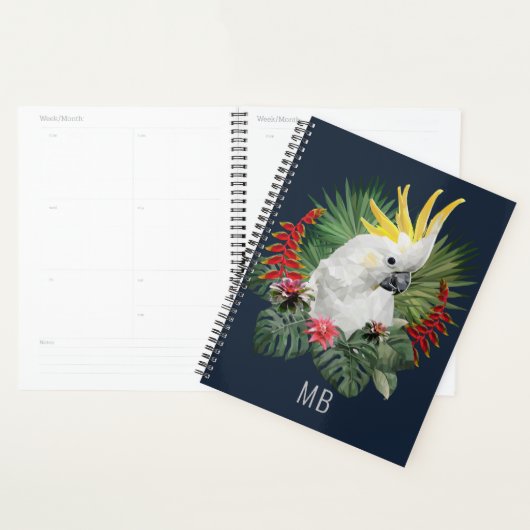 Monogram Cockatoo Bird Tropical Blume Stilvoll Planer (Anzeige)