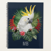 Monogram Cockatoo Bird Tropical Blume Stilvoll Planer (Vorderseite)