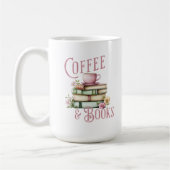 Monogram Coffee and Books Floral  Kaffeetasse (Links)