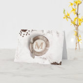 Monogram Coffee Latte Art | Happy Birthday Karte (Gelbe Blume)