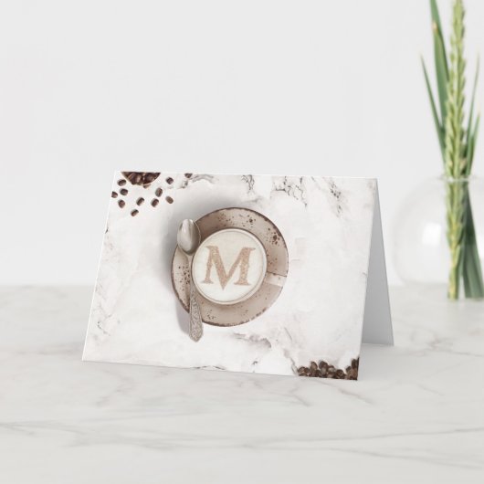 Monogram Coffee Latte Art | Happy Birthday Karte (Vorderseite)