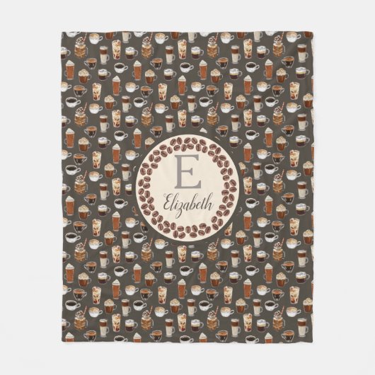Monogram Coffee Lover Fall Fleecedecke (Vorderseite)