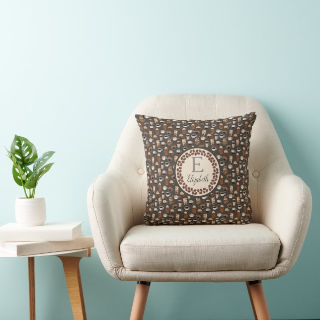 Monogram Coffee Lover Fall Kissen (Stuhl )