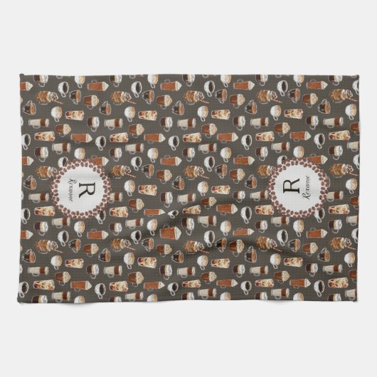 Monogram Coffee Lover Geschirrtuch (Horizontal)