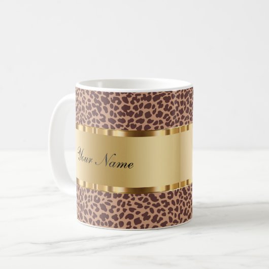 Monogram Coffee Mugs Leopard-Muster Kaffeetasse (Vorderseite Links)