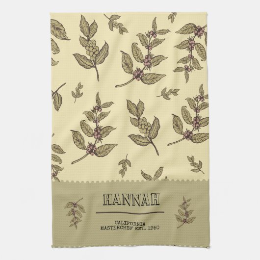 Monogram Coffee Pflanze Geschirrtuch (Vertikal)